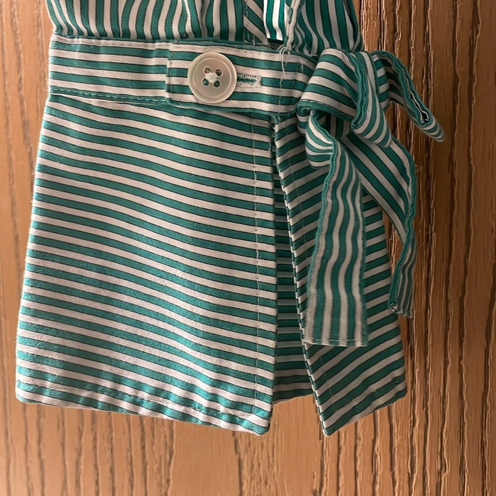 Talbots women’s long sleeve green & white striped blouse~ Large - Picture 4 of 10